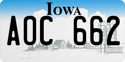 IA license plate AOC662