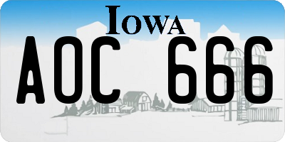 IA license plate AOC666