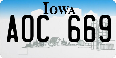 IA license plate AOC669