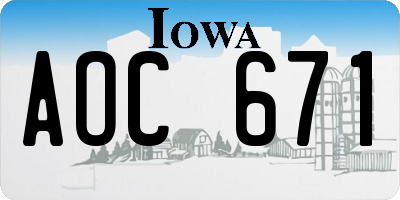 IA license plate AOC671