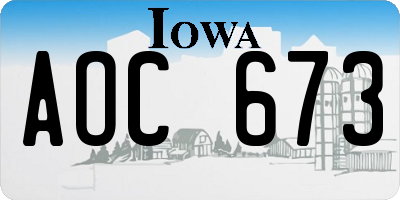 IA license plate AOC673
