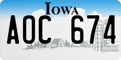 IA license plate AOC674