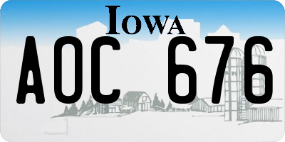 IA license plate AOC676
