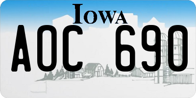 IA license plate AOC690