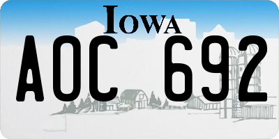 IA license plate AOC692