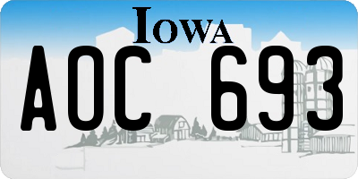 IA license plate AOC693