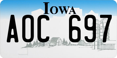 IA license plate AOC697