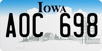IA license plate AOC698