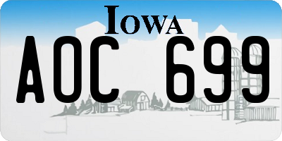 IA license plate AOC699