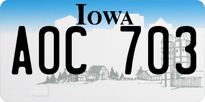IA license plate AOC703