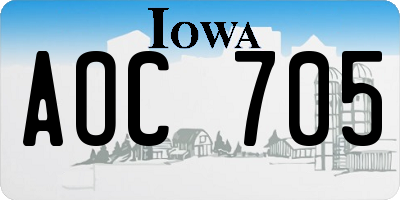 IA license plate AOC705