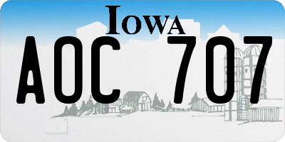 IA license plate AOC707