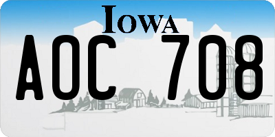 IA license plate AOC708