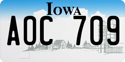 IA license plate AOC709