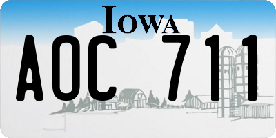 IA license plate AOC711