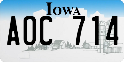 IA license plate AOC714