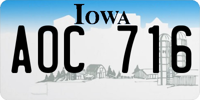 IA license plate AOC716