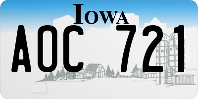IA license plate AOC721