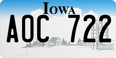 IA license plate AOC722