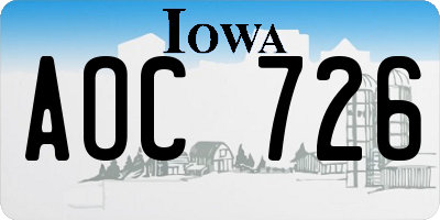IA license plate AOC726