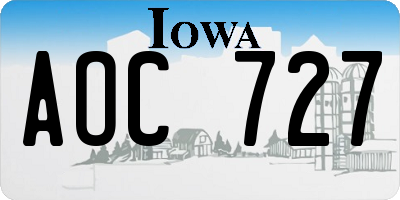 IA license plate AOC727