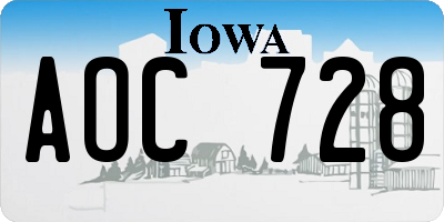 IA license plate AOC728
