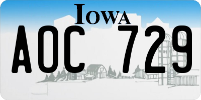 IA license plate AOC729