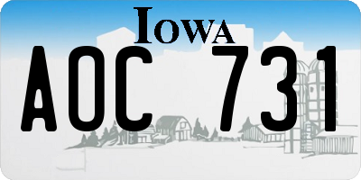 IA license plate AOC731