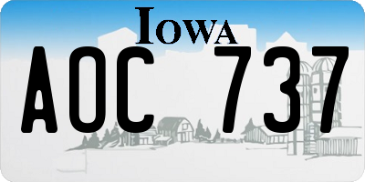 IA license plate AOC737