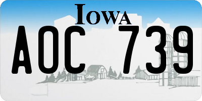 IA license plate AOC739