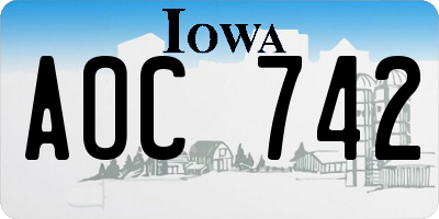 IA license plate AOC742