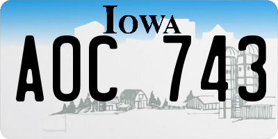 IA license plate AOC743