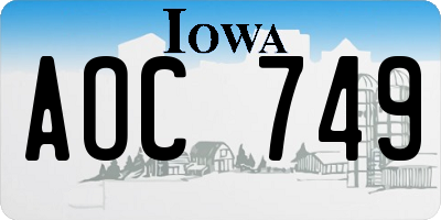 IA license plate AOC749
