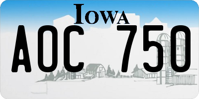 IA license plate AOC750
