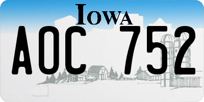 IA license plate AOC752
