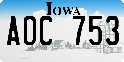 IA license plate AOC753