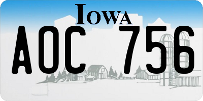 IA license plate AOC756