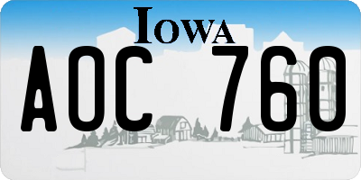 IA license plate AOC760