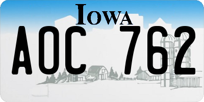IA license plate AOC762