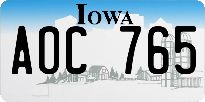 IA license plate AOC765