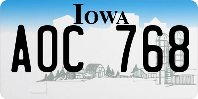 IA license plate AOC768