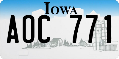 IA license plate AOC771