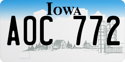 IA license plate AOC772