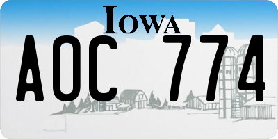 IA license plate AOC774
