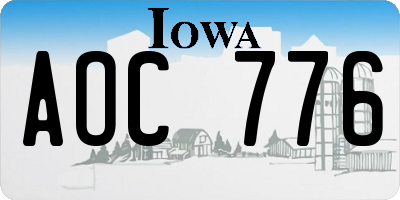 IA license plate AOC776