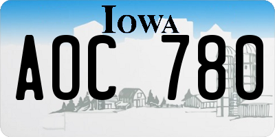 IA license plate AOC780