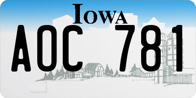 IA license plate AOC781