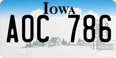 IA license plate AOC786