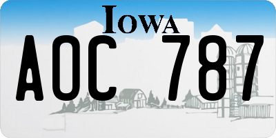 IA license plate AOC787