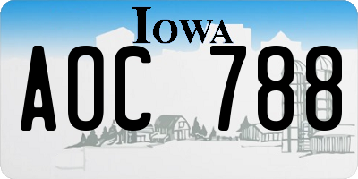 IA license plate AOC788
